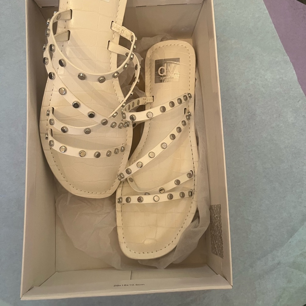 Dolce Vita White Silver Sandals with Studded Straps